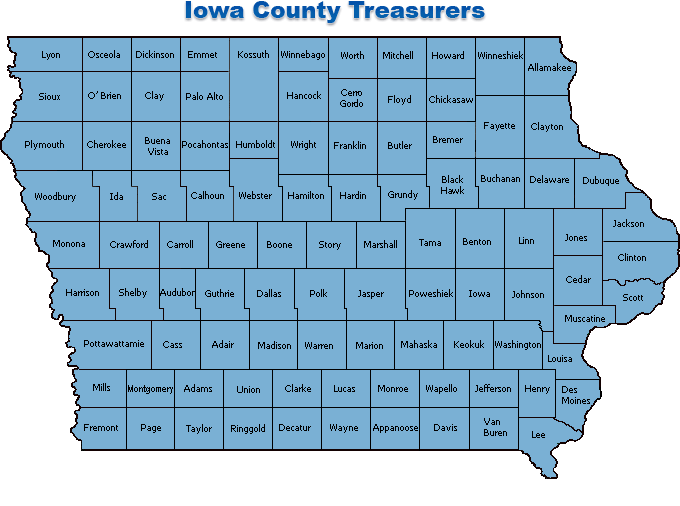 Iowa county map for selecting your county